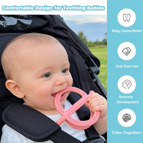 CFTONE 0-36 Baby Teething Toy, Nipple-Shaped with Easy-Hold Handle, Anti-Choking Design for Teething Relief, Teethers