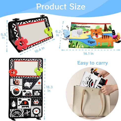 Autumety Tummy Tummy 0-3 0-6 6-12 Time Mirror Newborn Toys: Black and White Infant Time Toys Months Babies High