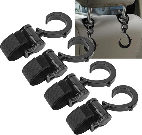 4Pcs Stroller Hooks for Baby Carriage, Multifunctional 360° Rotatable Universal Hook Clips for Hanging Bags