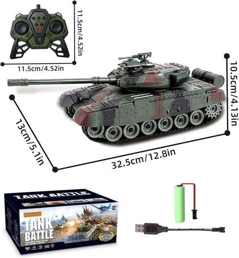 Glorryearst 1:28 9 RC Tank Scale Channel Remote Control Toy with Realistic Sounds and Lights,Radio Control Military