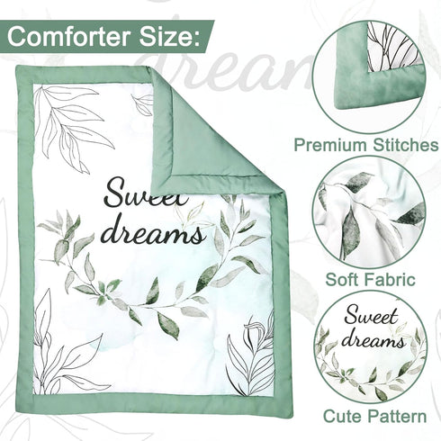 Set, 4-Piece Set, Set, Green Leaf Crib Bedding Baby Boy Bedding Neutral Nursery Bedding Fitted Crib Sheet, Crib Skirt
