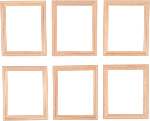 Exceart 6Pcs Wooden Dollhouse Furniture, Miniature Photo Frame DIY Dollhouse Decor