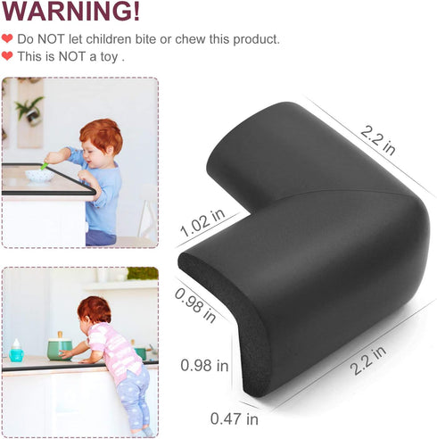 Baby Proofing Edge Corner Protector - 20.5 ft (18.1ft Edge + 8 Corners) Heavy-Duty Black Foam Guard