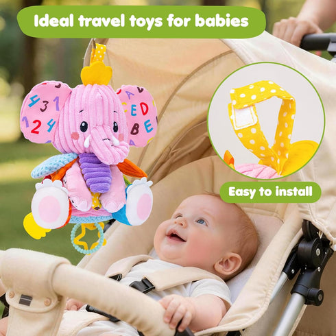 JoySpark Toys 0-6 6-12 3 4 5 6 7 8 9+ Tummy Baby Girl Toys Months, Sensory Musical Toddler Toy for Months, Pink