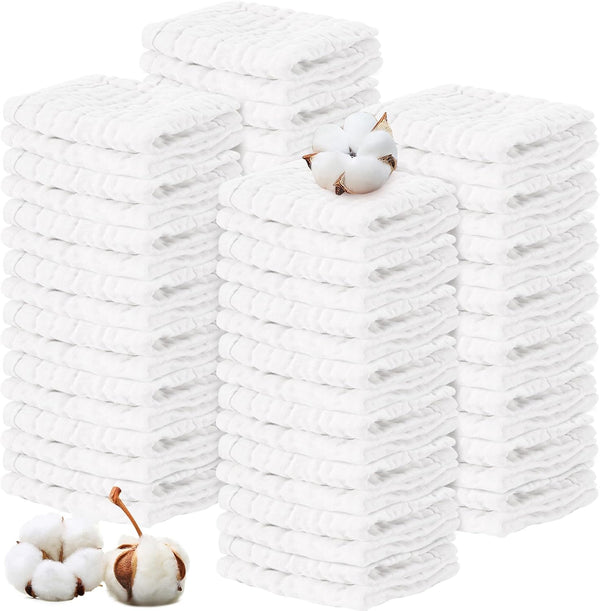 Handepo 60 Pack Muslin Burp Cloths Cotton Baby Muslin Washcloths 6 Layer