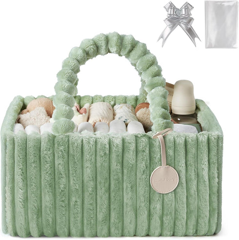 Blissful Diary Flannel Diaper Caddy Organizer, included Gift Packaging, Cozy Nursery Storage