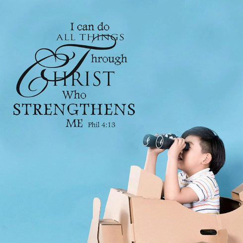 Inspirational Wall Decor Quotes Stickers - I Can Do All Things Through Christ Who Strengthens Me, Wall Decals for Rooms