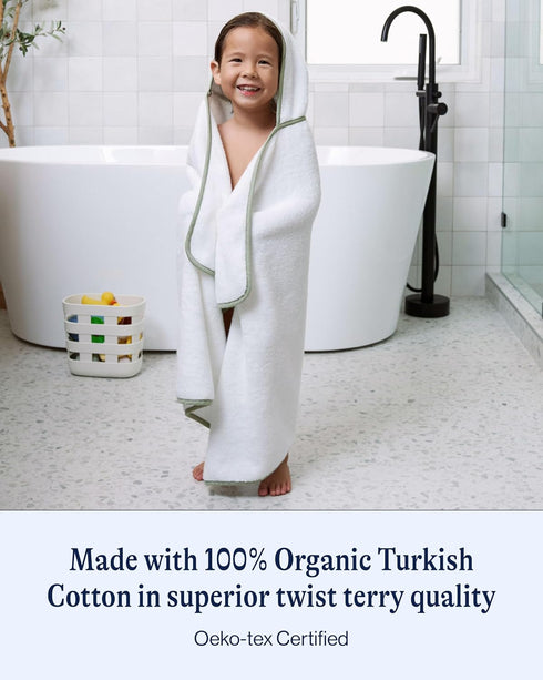 100% Cozy Lalo The Hooded Towel - Organic Cotton, Soft on Sensitive Skin, & Absorbent, Machine Washable Baby Hooded