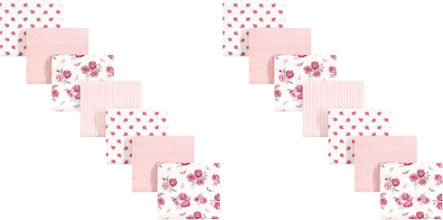 Hudson Baby Unisex Baby Cotton Flannel Receiving Blankets Bundle, Cream Rose, One