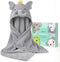 HECCEI Toddler Hooded Bath Towel Large Plush Baby Bath Wrap Adorable Grey