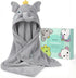 HECCEI Toddler Hooded Bath Towel Large Plush Baby Bath Wrap Adorable Grey