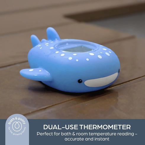 Dreambaby Whale Shark USB Rechargeable Baby Bath Thermometer - Instant Read, Digital Room and Baby Bathtub Water Fun