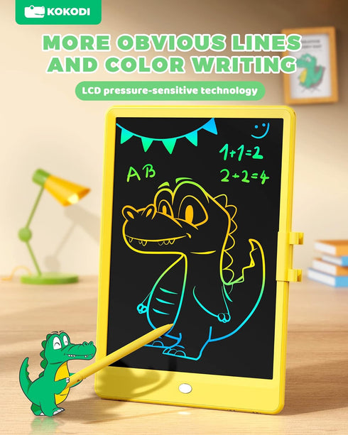KOKODI 10 Inch LCD Writing Tablet Colorful Toddler Doodle Board Erasable Reusable Drawing Pads for 3-6 Years Old