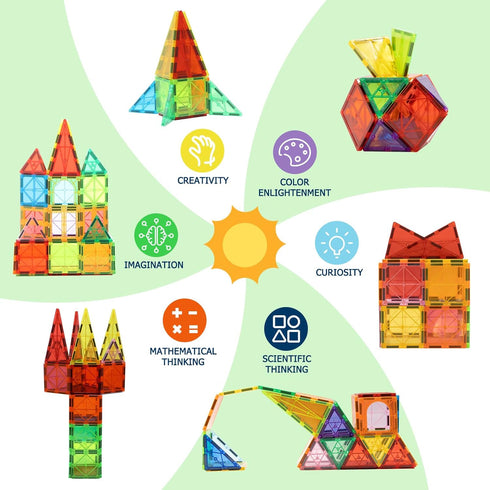 Magnetic Tiles,68PCS Magnetic Building Blocks,Magnet Tiles 3D Clear Building Blocks Set,STEM Sensory Educational Toys Gift for Toddlers Kids Boys 3 4 5 6 7 8 9+ Year Old