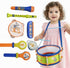 LITTLE FUN TIMES Toddler Musical Instruments Toys, Kids Drum Set, Percussion, Harmonica,