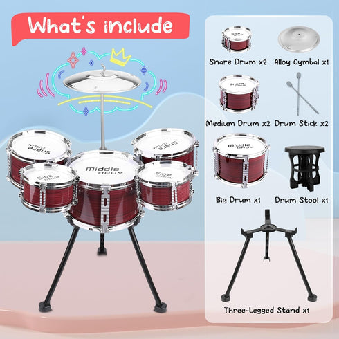 Set, 5 Set 3-5 Upgraded Kids Drum Piece Toy for Toddlers Band Rock Jazz Drum Musical Instrument Toys for Boys Girls