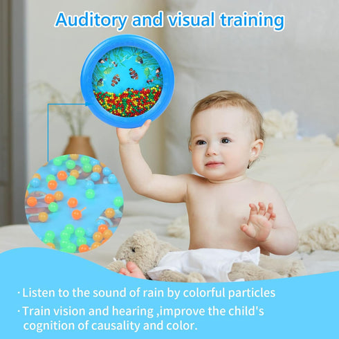 Musfunny Ocean Drum - Blue Gentle Sea Sound Music Gift for Kids, Educational Drum Tool