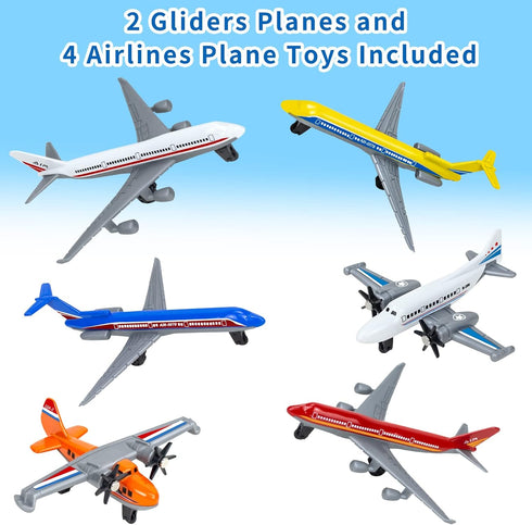 6 Pack, 3 4-7 8-12, Toy Airplane Diecast Airplane Toy for Boys Age Alloy Planes Model/Glider Planes/Airlines Plane Toys