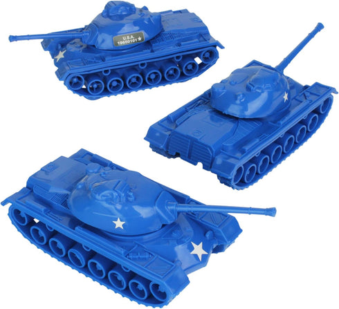 TimMee Toy Tanks for Plastic Army Men, Blue WW2 3pc, Made in USA
