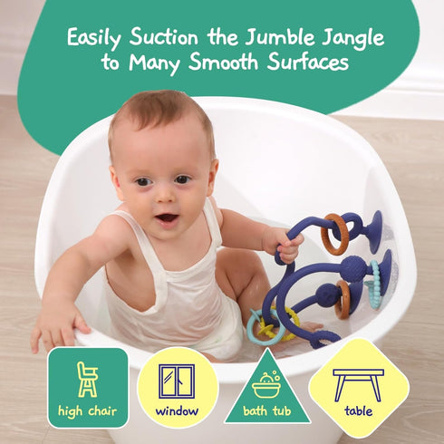 Jumble Jangle Baby Teething Toys BPA-Free, Multi Purpose High Chair Toys & Sensory Toys for Kids with Autism: Suction