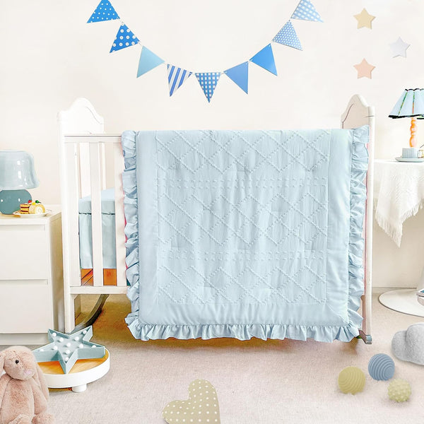 Wowelife Baby Crib Bedding Set for Girls, 3 Piece Boho Crib Comforter