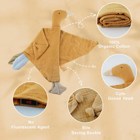 Security Blanket Loveys for Babies Boy Girl, Muslin Baby Lovey Security Blanket,Soft Breathable Organic Cotton Lovies,Unisex Newborn Toddler Goose Lovey Gifts (Ginger) by BUT NOT