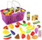 Click N' Play Grocery Cart & Pretend Food Set for Kids, 32pcs Plastic Fruits & Vegetables + Shopping Cart