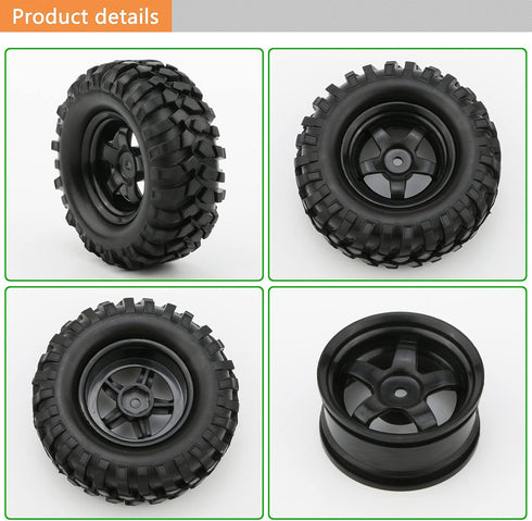 4X 1:10 RC Off-Road Car Wheel Tires, 5 Spokes Wheel Rim, 12 mm Hex RC Parts
