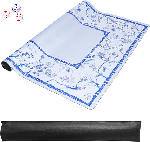 (31.5 31.5) TIASUSAN Large Blue Mahjong Mat x with Black Carrying Bag, Anti-Slip, Noise-Reducing Table Cover