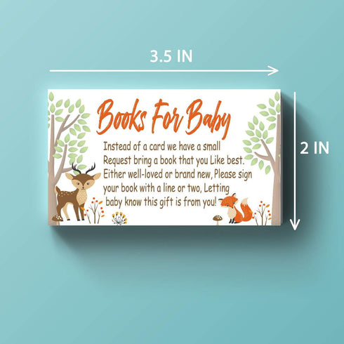 Woodland Creature Books for Baby Shower Request Cards (50 Pack) - Baby Shower Invitation Inserts