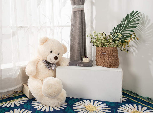 Misscindy Giant Teddy Bear Plush Stuffed Animals, 47 inch for Girlfriend or Kids, White