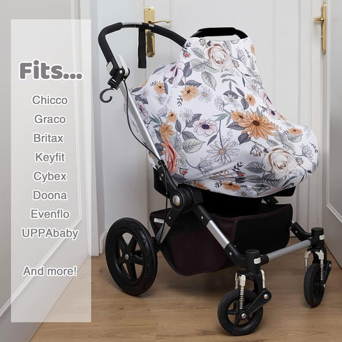 Rquite Car Seat Covers for Babies, Baby Car Seat Canopy Carrier Cover, Stretchy Multi-Use Infant Carseat Stroller Cover