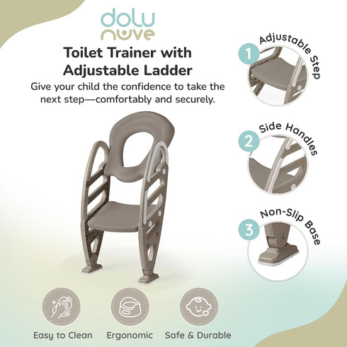 DOLU NUVE 2+, Toilet Training Seat with Ladder, Potty Chair with Non-Slip Steps and High Splash for Kids and Toddlers