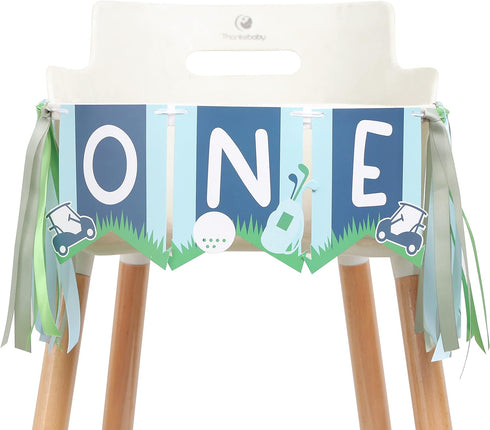 UOAOU 1st 1st Golf One Birthday High Chair Banner - Golf Birthday Decorations,Boy High Chair,Hole In One First