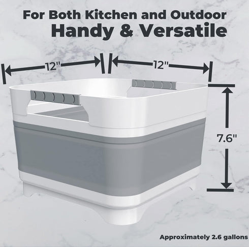 2.6 Gal(10L) GIMWA Collapsible Wash Basin for Baby Bottles, Gray Space-Saving Collapsible Dish Basin with Drain Plug
