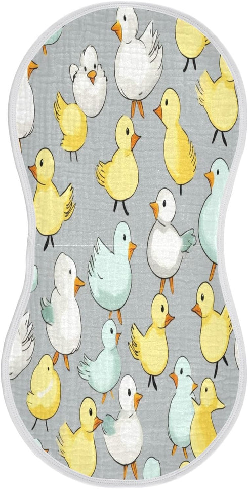 Bulletgxll Cute Ducks Unisex Baby Burp Cloths Set of 4, Soft Absorbent Organic