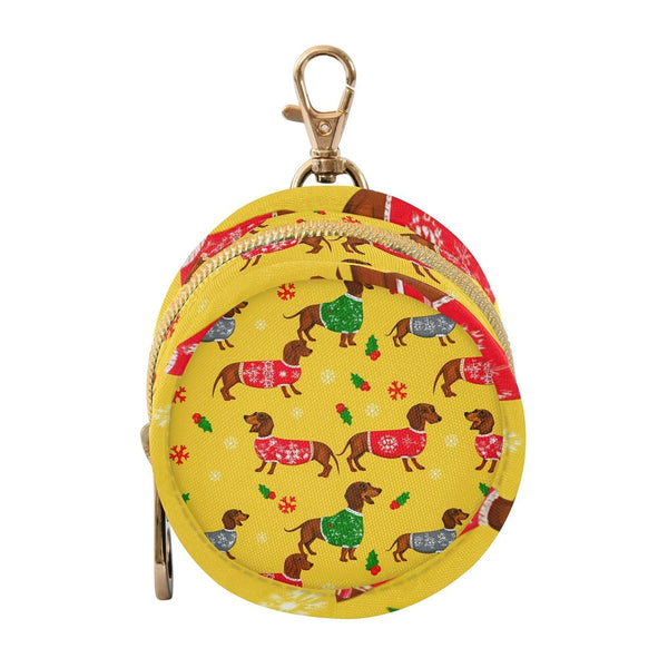 Christmas Dog Round Pacifier Storage Case with Zipper, Portable Pacifier Case for