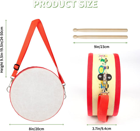 Set 3-5, Kids Drum with Adjustable Strap: Toddler Musical Instrument for Ages Wearable Drum Kit with Drumsticks
