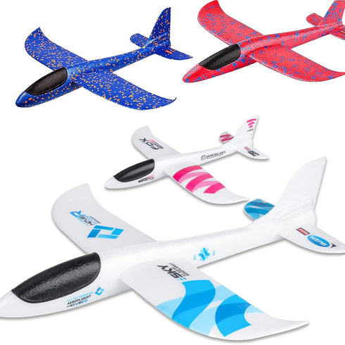 BooTaa 4 Pack Toy Airplanes - 17.5" Large Throwing Foam Planes with 2 Flight Modes, Outdoor Sport Game Toys