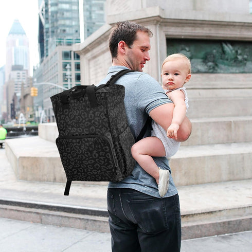 Emelivor Backpack Backpack Leopard Black Diaper Bag Large Capacity Travel Baby Bags Diaper Bags for Boy Girl Mama