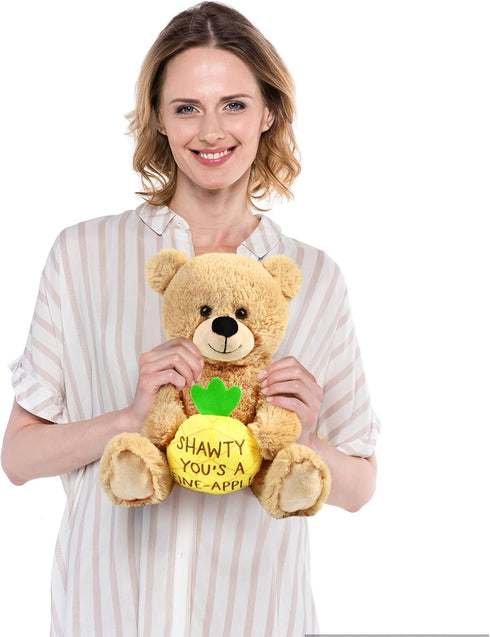 BenBen 12 Inch Teddy Bear for Girlfriend - Funny Plush Bear Toy Gift with Pineapple for Women