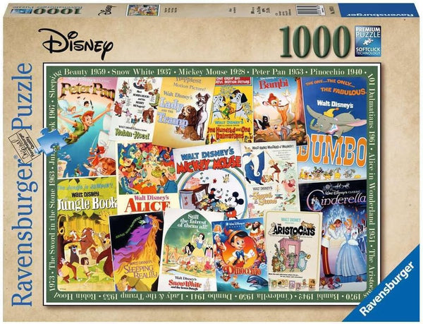 1000 Piece Disney Vintage Movie Posters Puzzle for Adults by Ravensburger, Unique Pieces, Softclick Technology