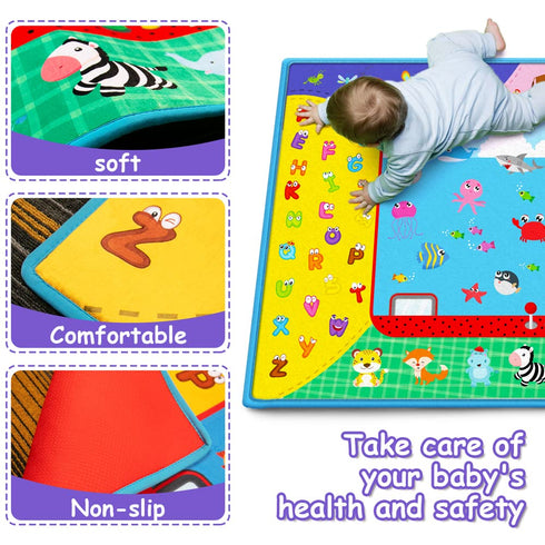 Tummy Baby Crawling Mat,Baby Play Mat for Floor,Large Cotton Educational Time Mat, Foldable Non-Slip Super Soft Padded