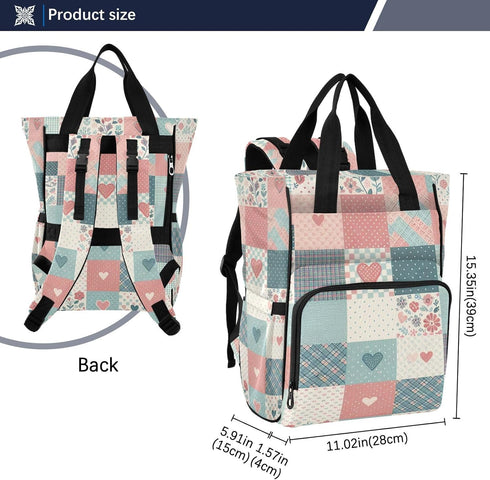 FLildon Backpack Backpack Simple Floral Checkered Diaper Bag Waterproof Mom Travel Tote with Insulated Pockets