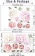 Watercolor Peony Flowers Wall Decals, Floral Wall Stickers for Living Room, White & Pink Flowers Art