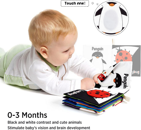 Soft Baby Books by beiens, High Contrast NonToxic Fabric Touch and Feel Crinkle Books for Infants Toddlers