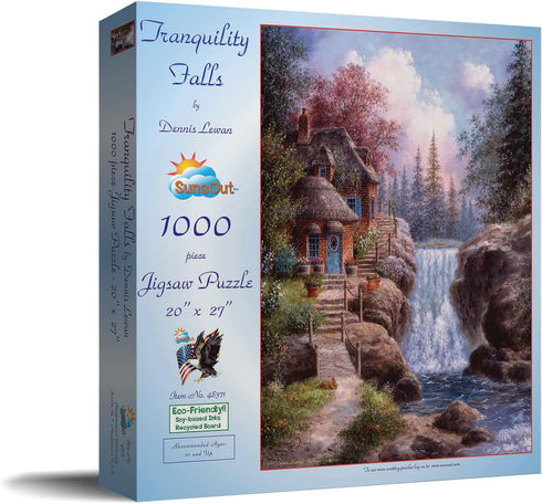 SUNSOUT INC - Tranquility Falls - 1000 pc Jigsaw Puzzle by Artist: Dennis Lewan - Finished Size 20" x 27" - MPN# 48371