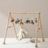 Wooden Baby Gym with 6 Gym Toys, Detachable Wooden Play Gym Frame