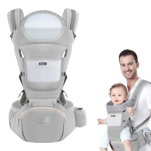 Baby Carrier with Hip Seat, Multi-Functional 9 in 1 Baby Wrap Carrier