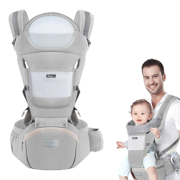 Baby Carrier with Hip Seat, Multi-Functional 9 in 1 Baby Wrap Carrier